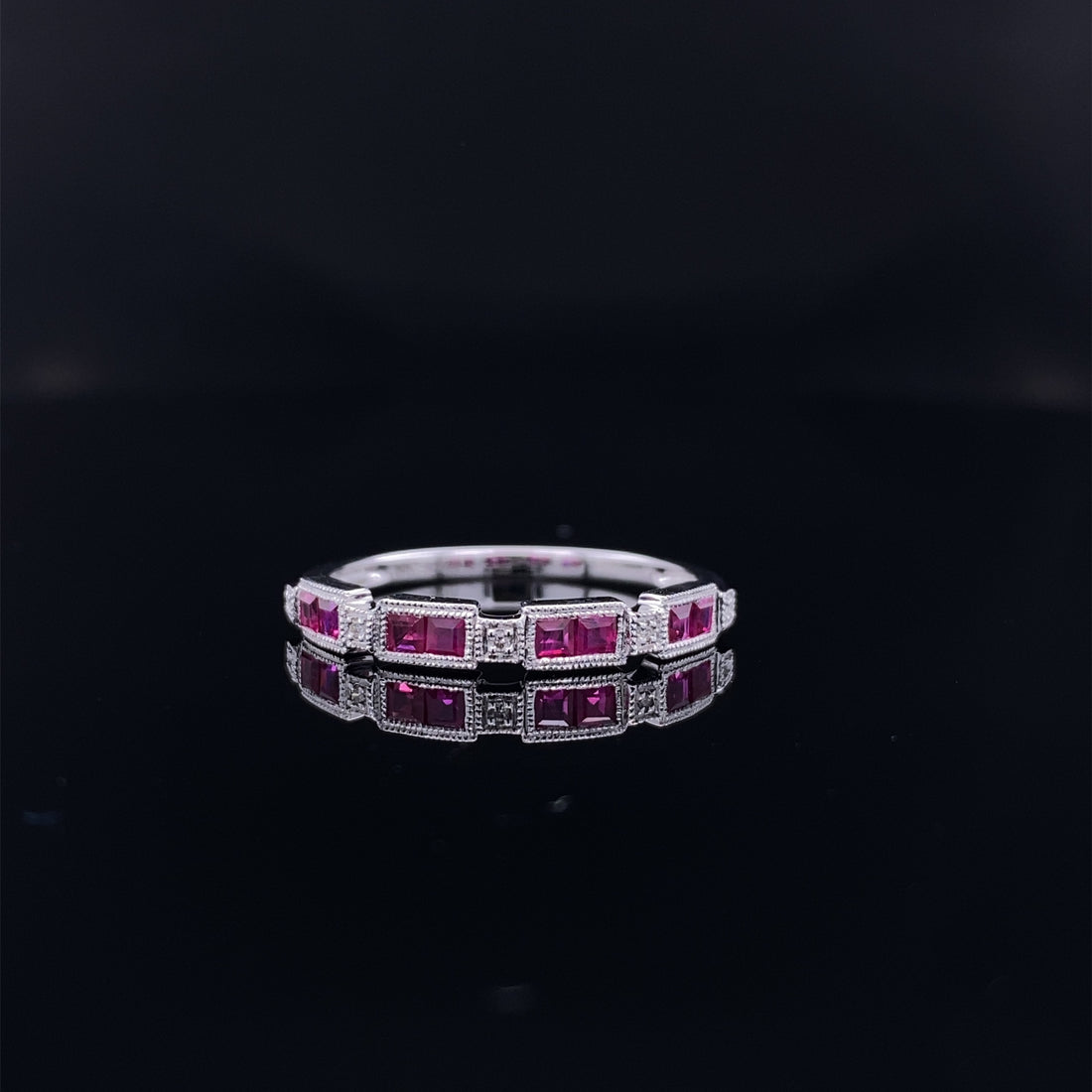 Orient Express Accented Gemstone White Gold Band