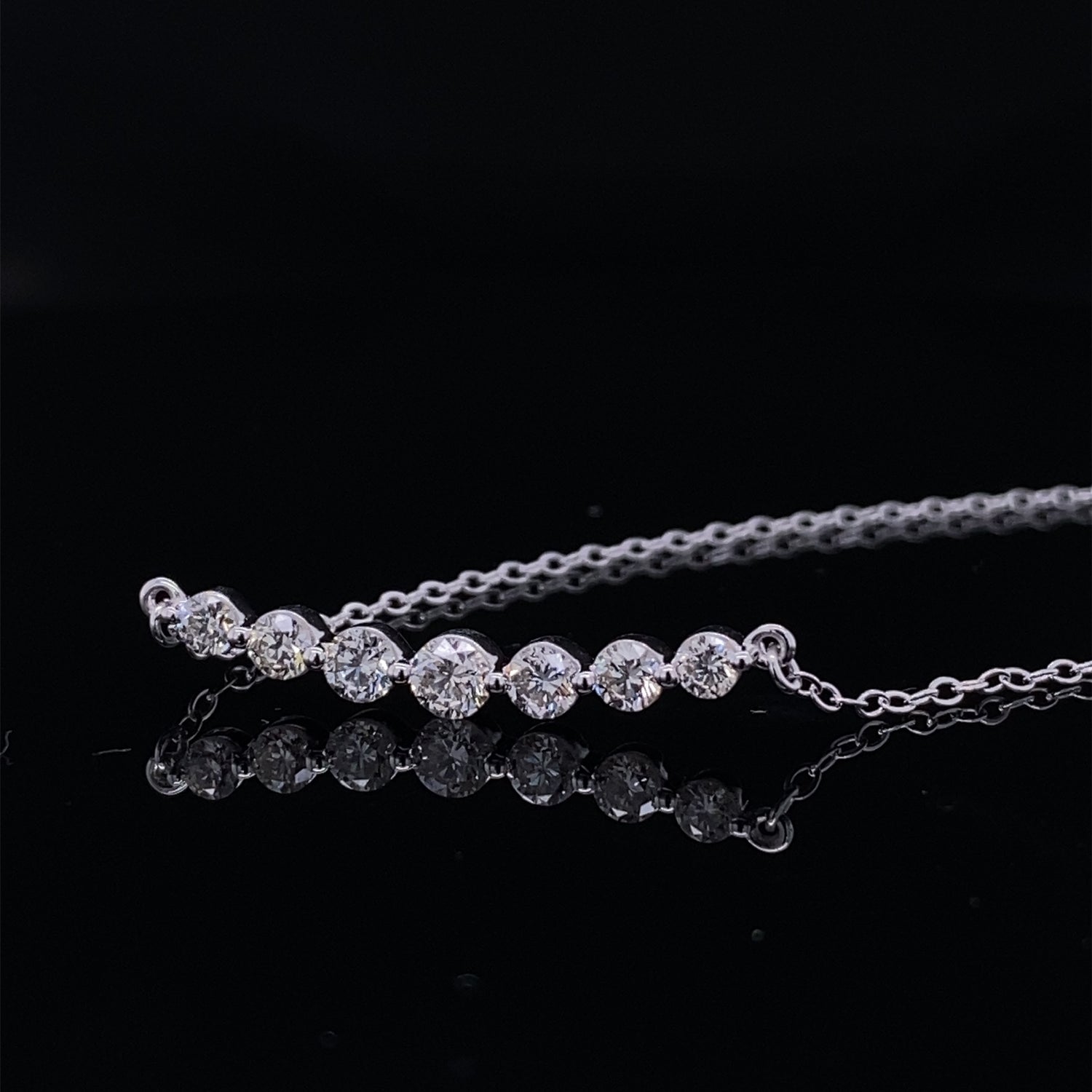 .66ct Shining Crescent Diamond Bubble Necklace White Gold