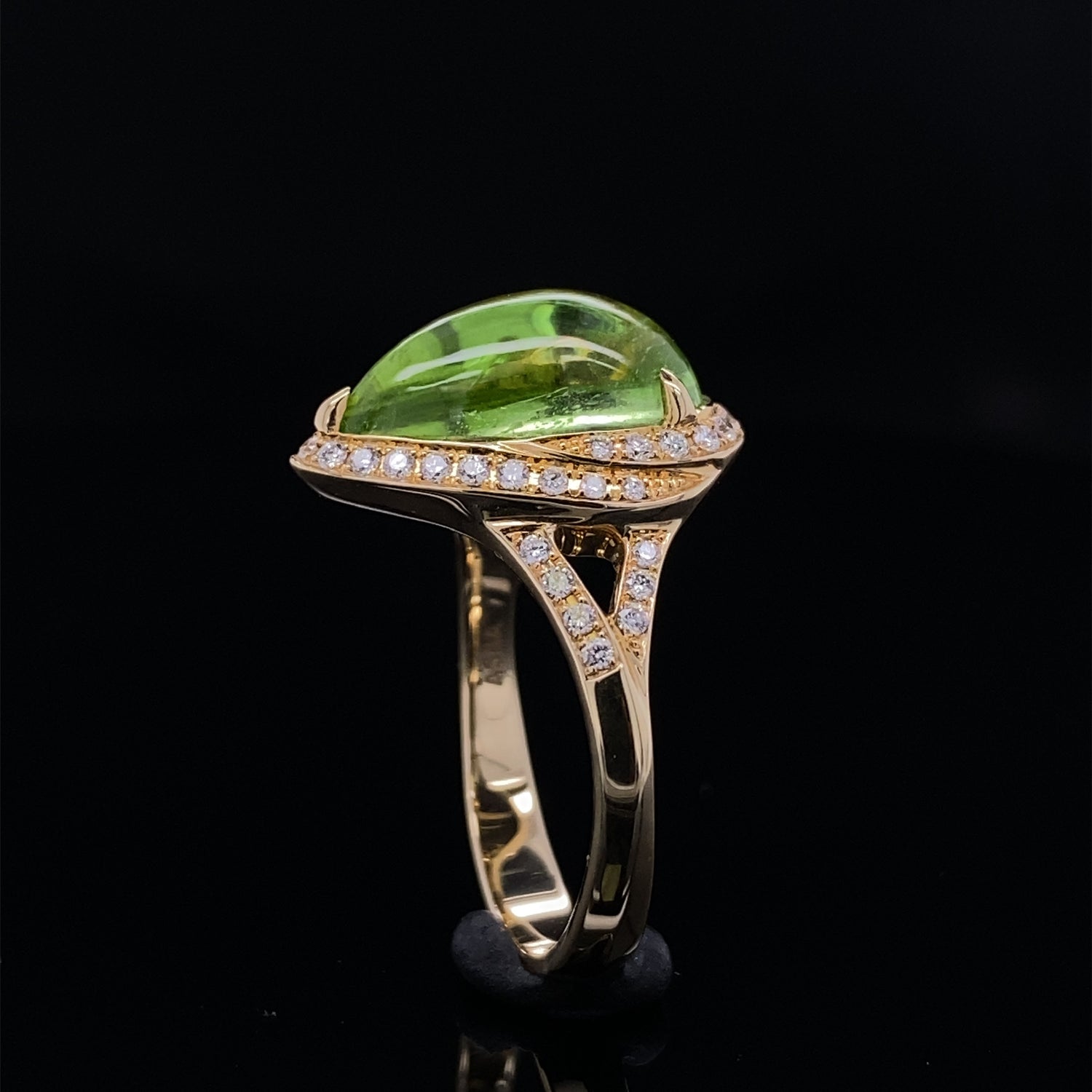 Peridot Glow Diamond Accented Pear Shape Ring