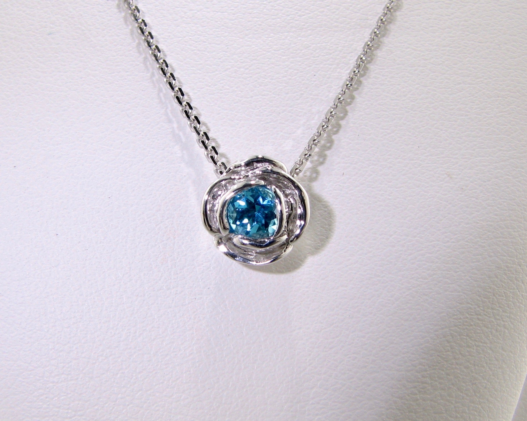 Silver Blue Topaz December Birthstone Necklace, Rose Slider