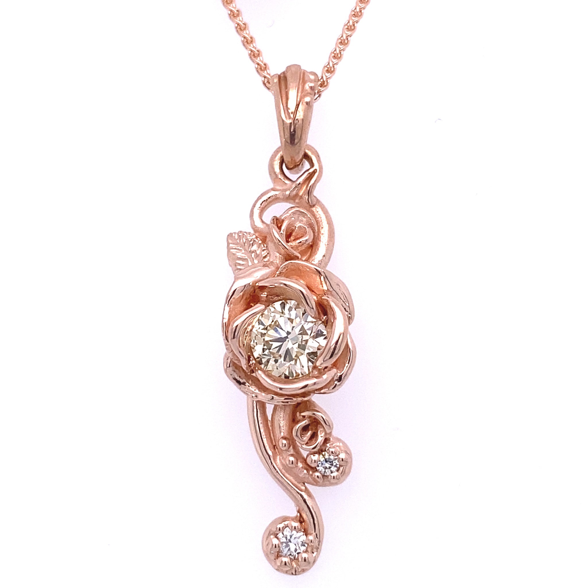 Rose Cascade Pendant Rose Gold and Diamond