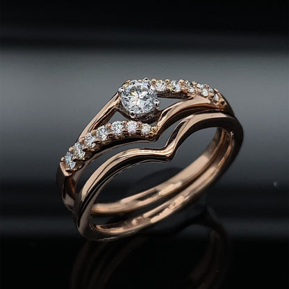 Petite Rose Gold Brilliant Diamond Wedding Set