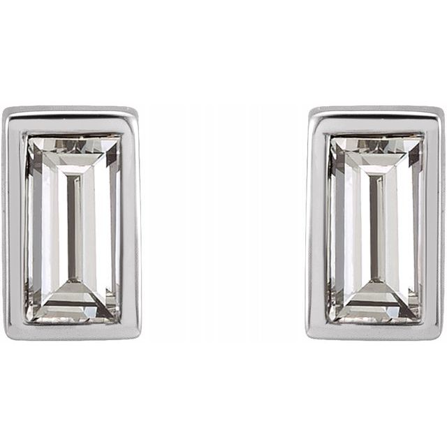 Twinkling Lights Diamond Baguette Bezel Studs