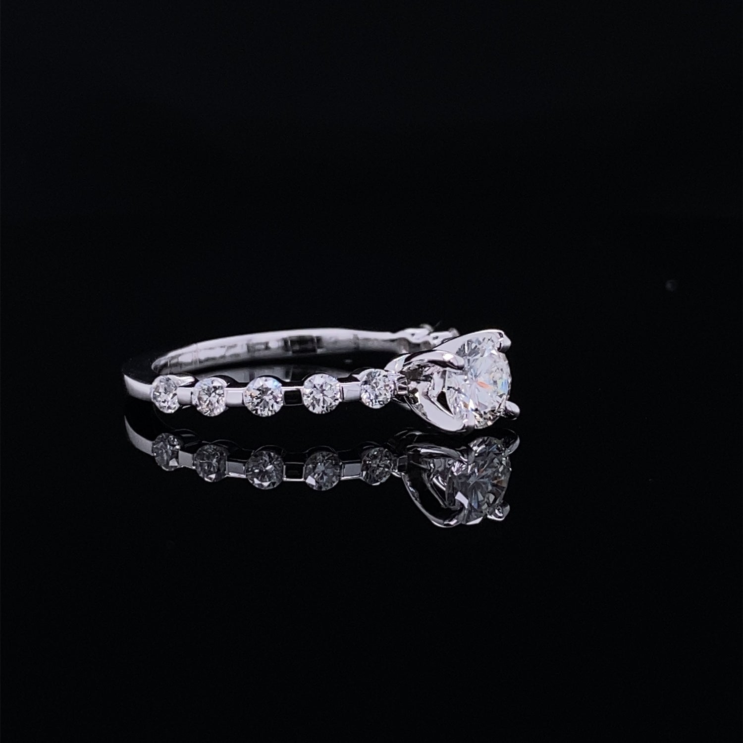 Floating Diamonds Bridal Engagement Ring