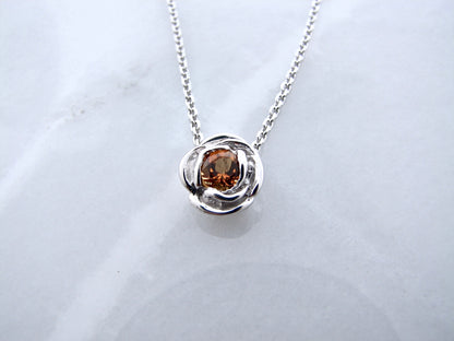 Silver Citrine Birthstone Necklace, Rose Slider