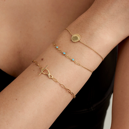 GOLD ROPE DISC BRACELET