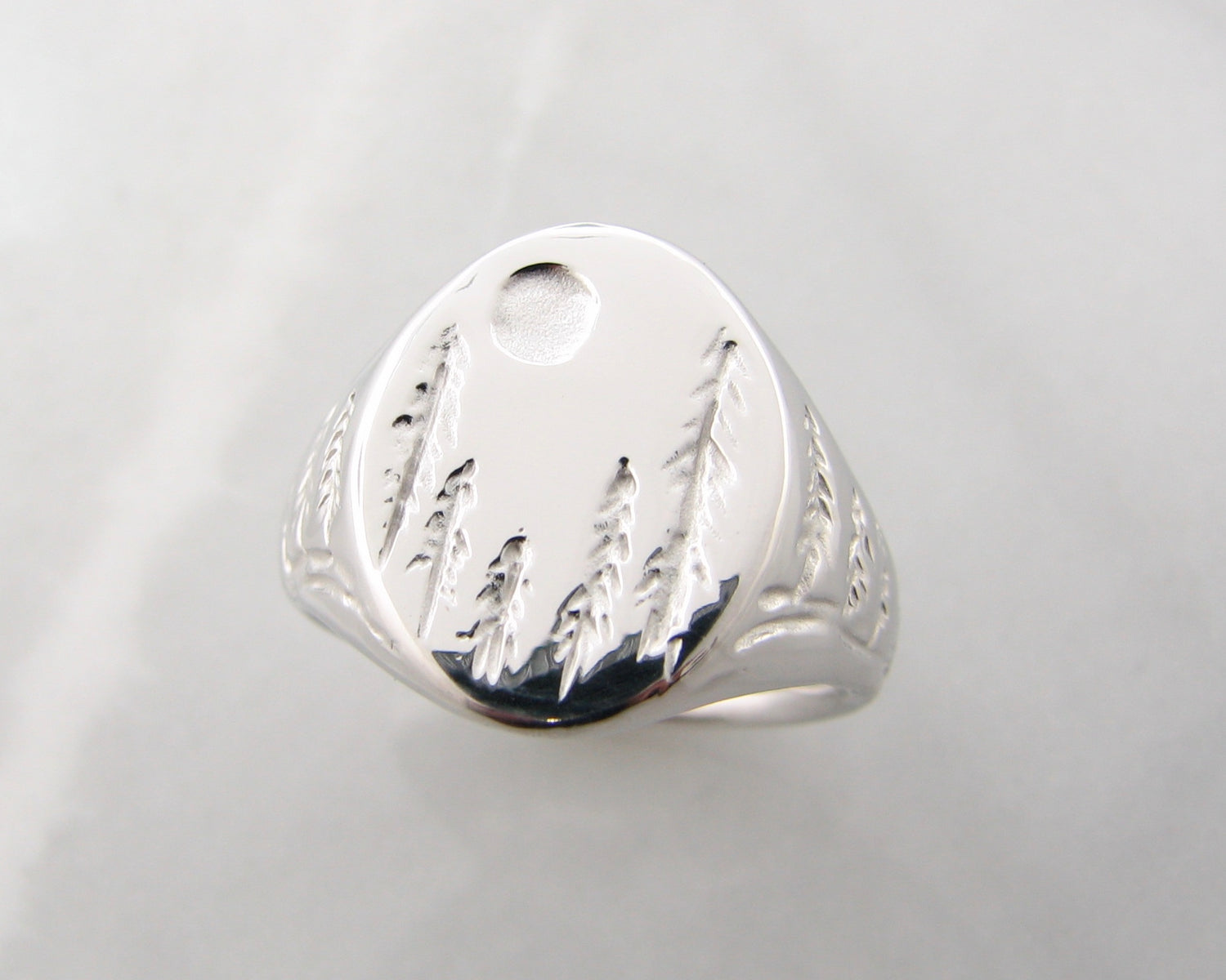 Silver Signet Ring, Forest