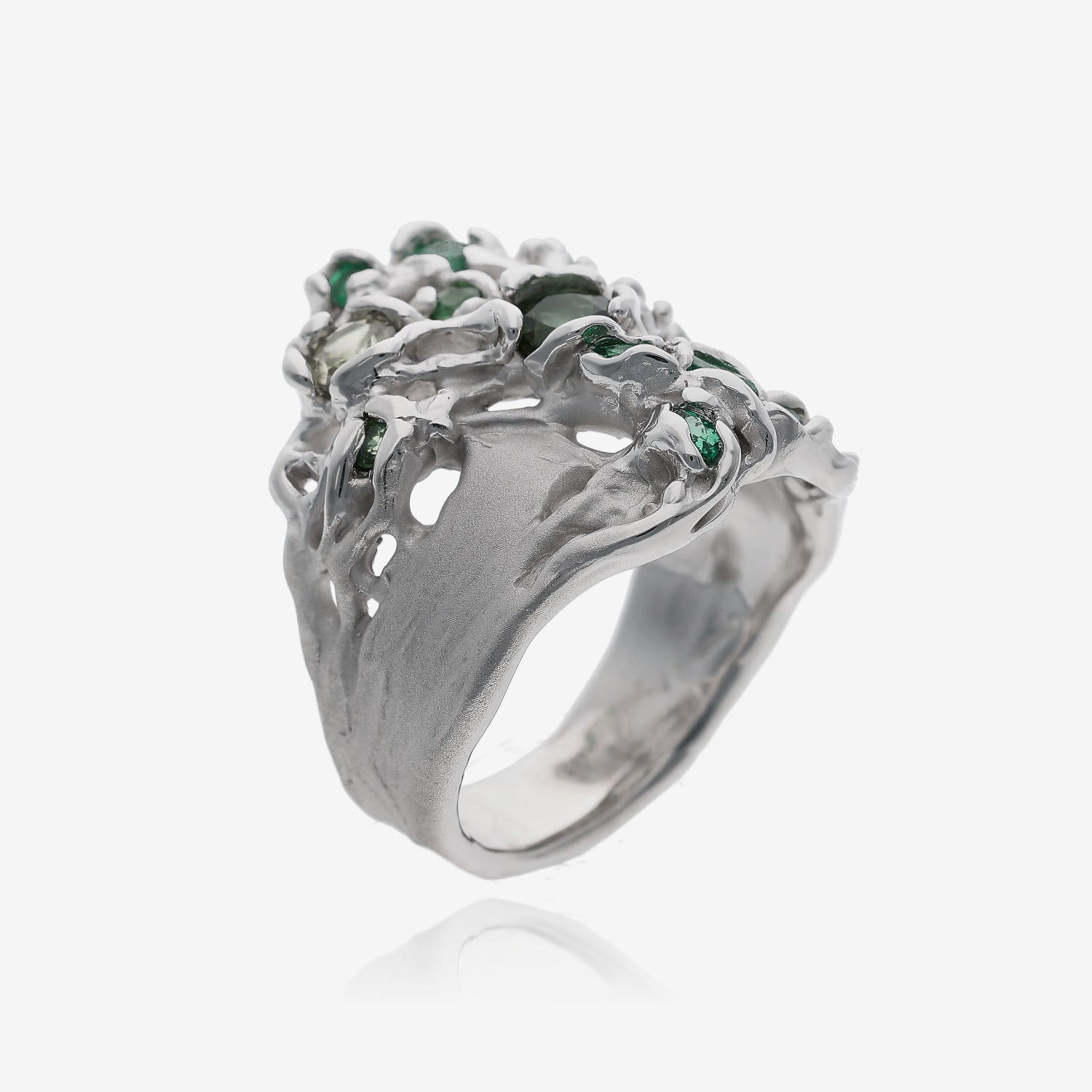 Green Dryad Gemstone Tree Ring Silver