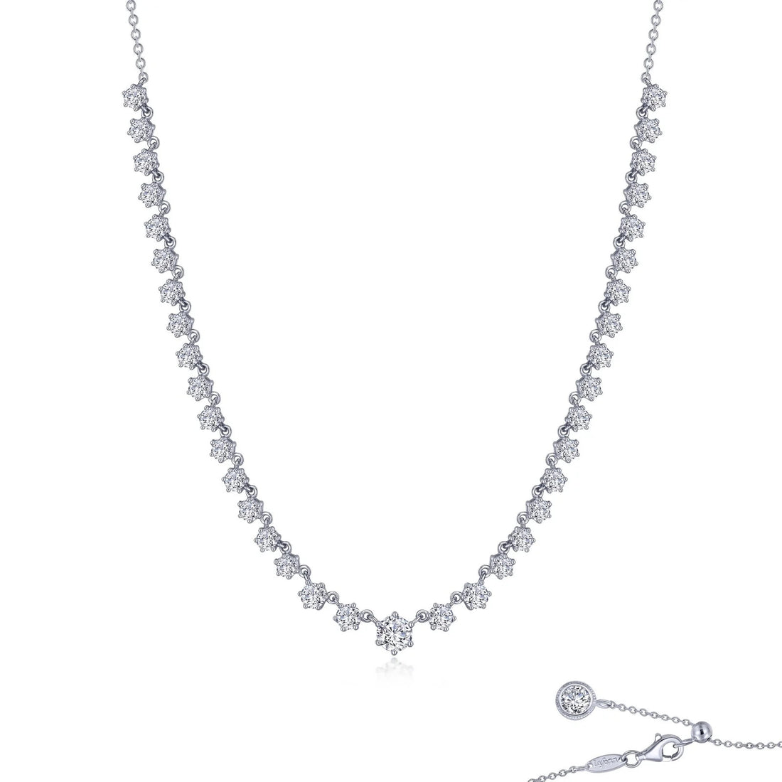 Graduated Silver Tennis Necklace