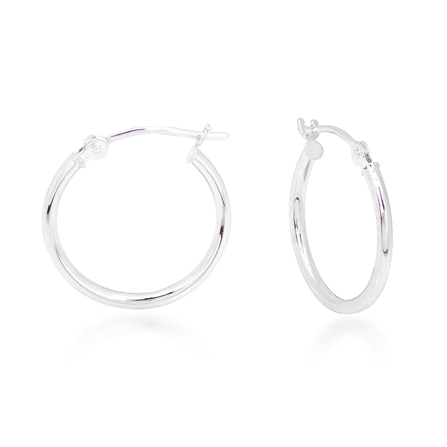 14K White Gold 25x1.5mm Polished Hoop Earrings