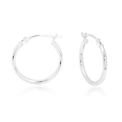 14K White Gold 25x1.5mm Polished Hoop Earrings