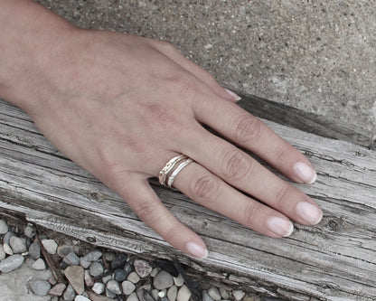 White Gold Ring, Skinny Melted Band