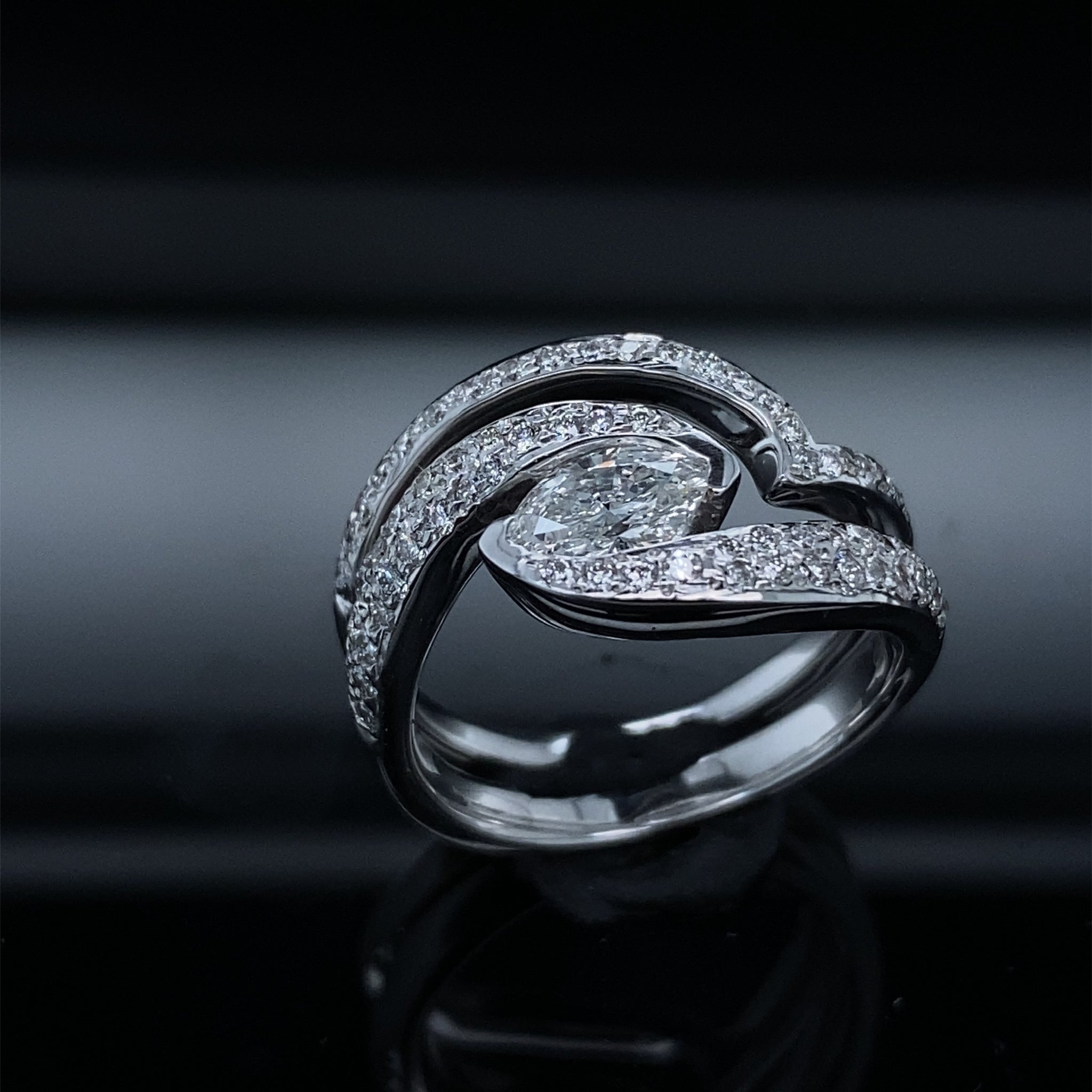 .80ctw Diamond Orbit Path Marquise Wedding Ring Set