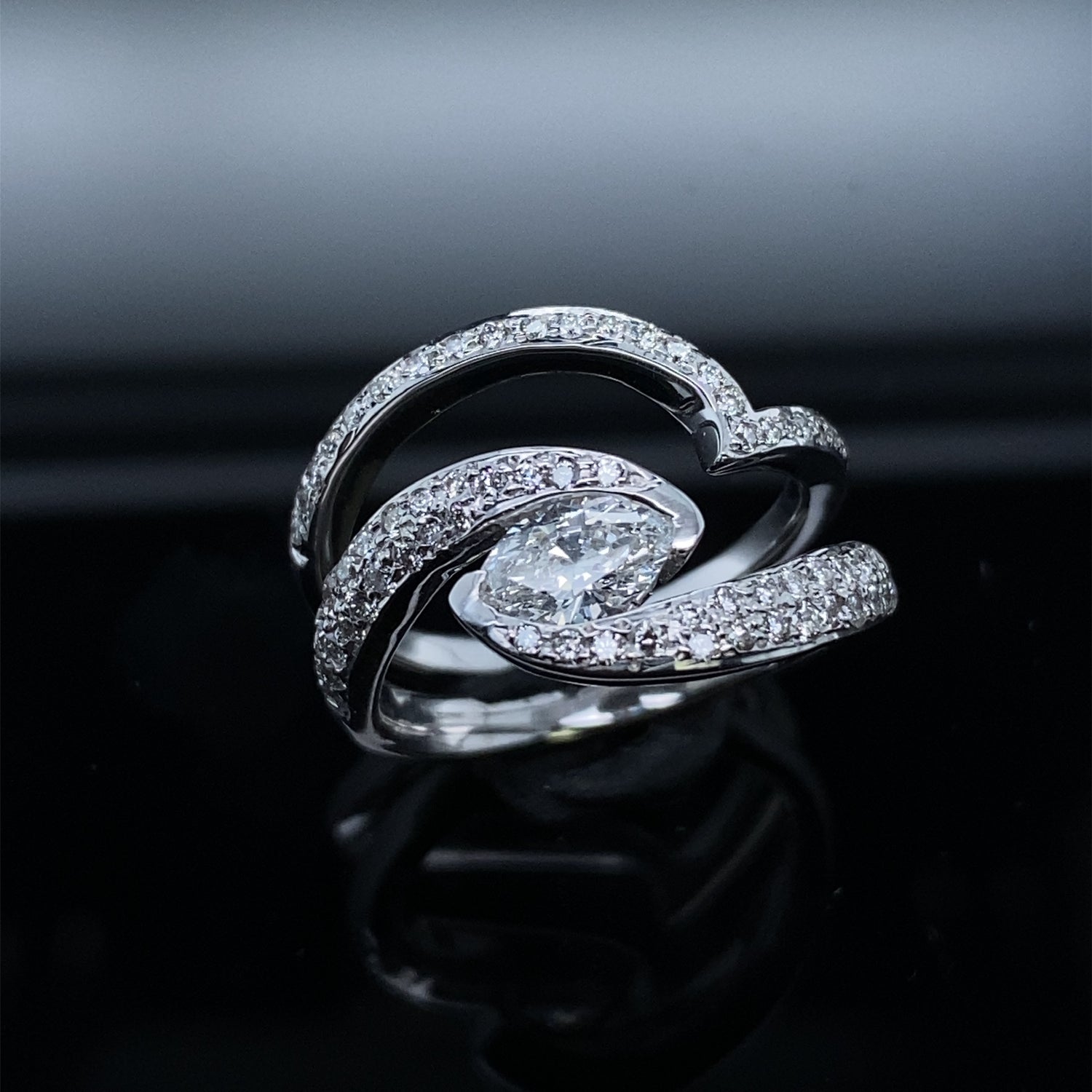 .80ctw Diamond Orbit Path Marquise Wedding Ring Set