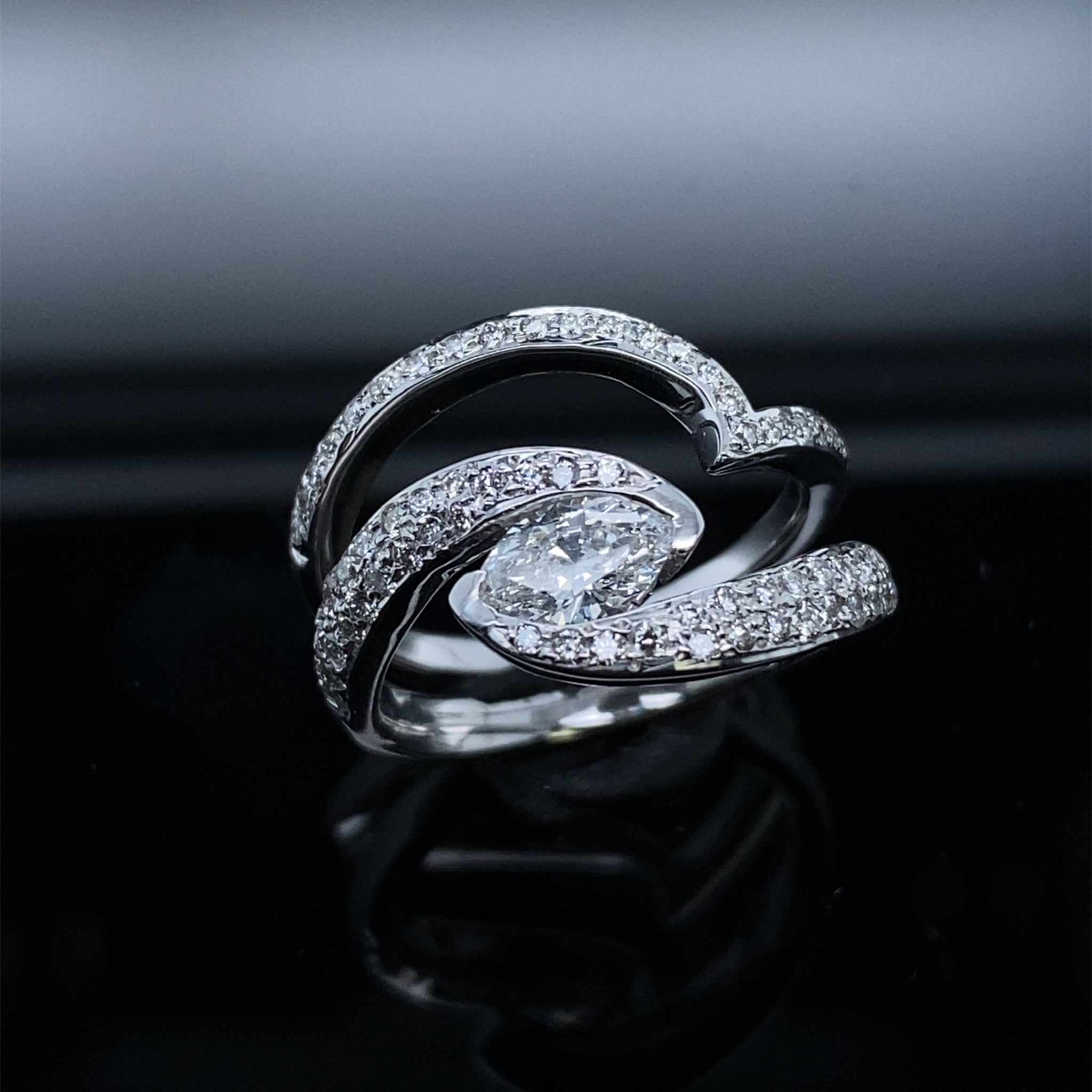 .80ctw Diamond Orbit Path Marquise Wedding Ring Set