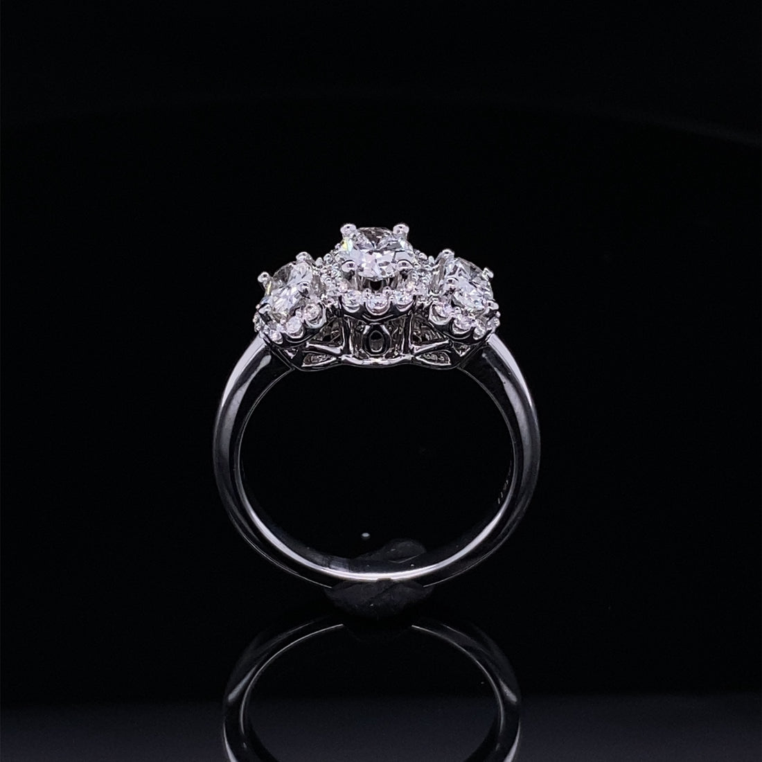 Past Present Future Oval Halo Diamond Ring