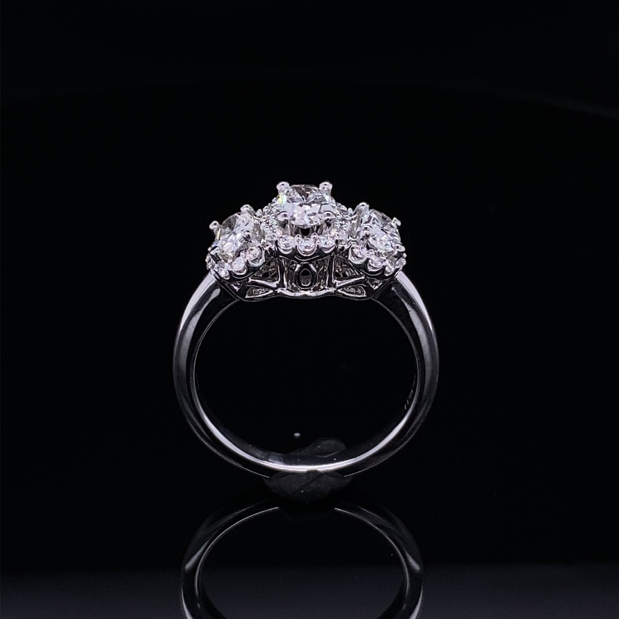 Past Present Future Oval Halo Diamond Ring