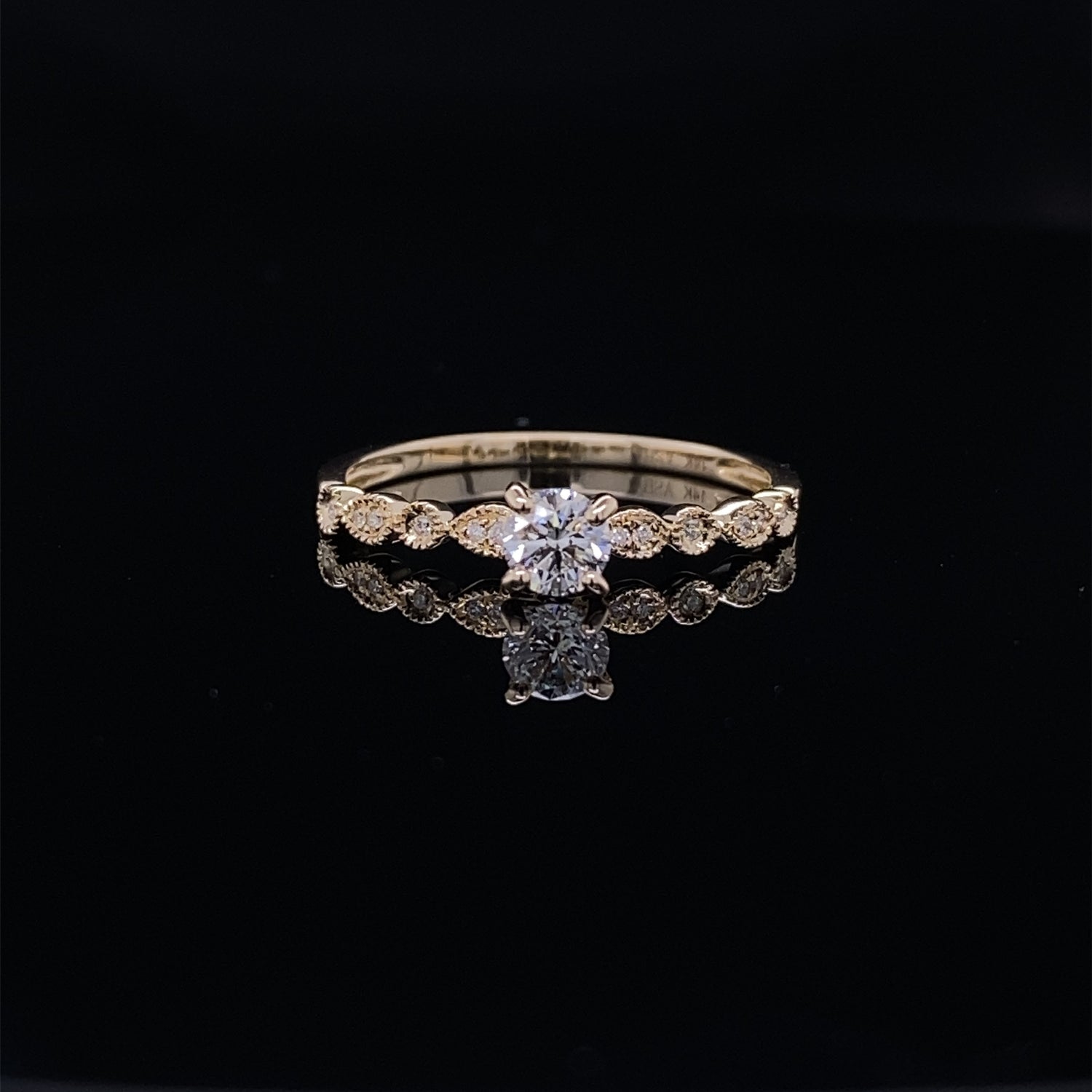 Detailed Petite Diamond and Yellow Gold Bridal