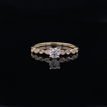 Detailed Petite Diamond and Yellow Gold Bridal