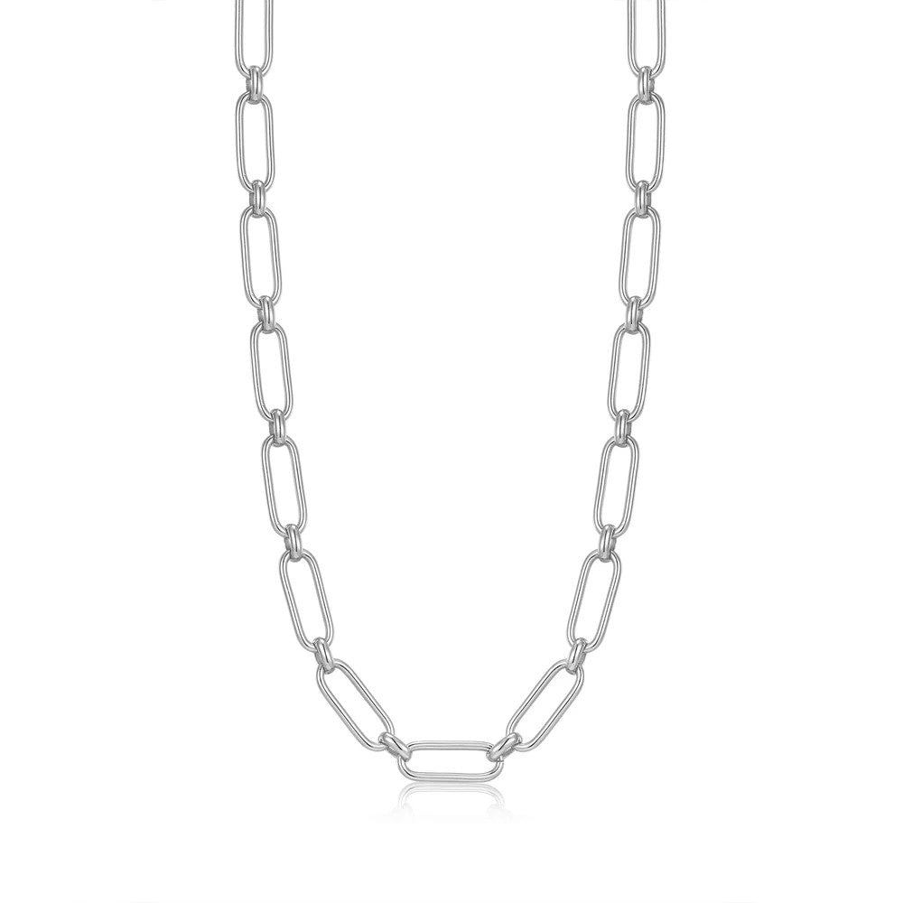 Silver Cable Connect Chunky Chain Necklace