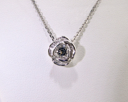 Silver White Topaz April Birthstone Necklace, Rose Slider