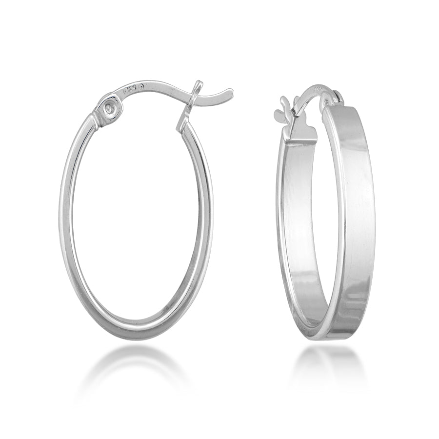 Sterling Silver Polished Medium Oval Hoop Earrings