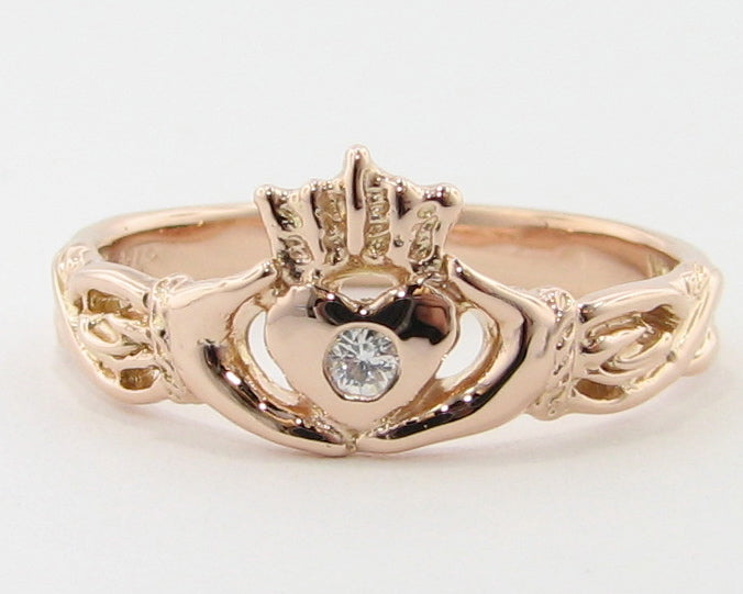 .03ct Diamond and Claddagh Celtic Gold Ring