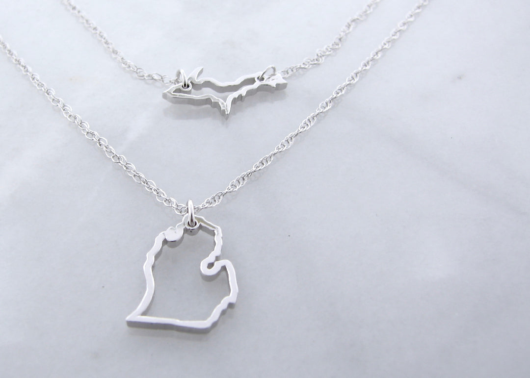 Michigan Silver Layered Necklace