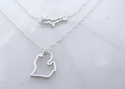 Michigan Silver Layered Necklace