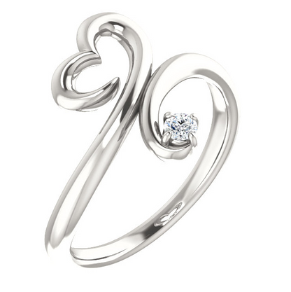 .06 Ctw Diamond Heart Promise Ring in Silver