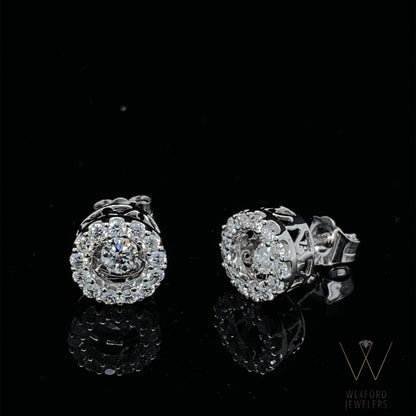 Dancing Diamonds Earring Studs in 14k White Gold