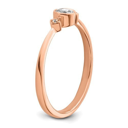 Dainty lil thang promise ring rose gold diamond bezel oval