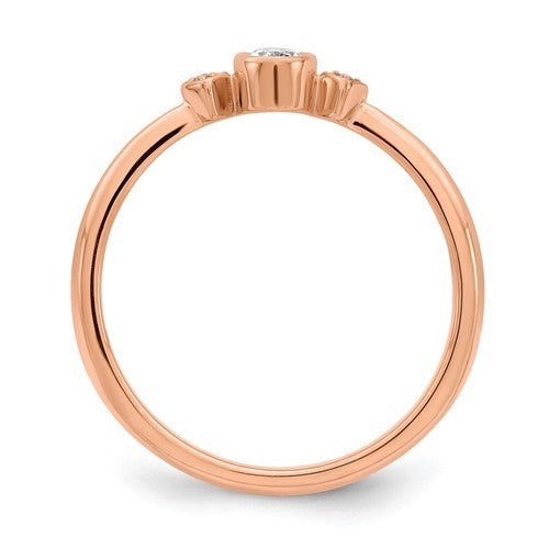 Dainty lil thang promise ring rose gold diamond bezel oval