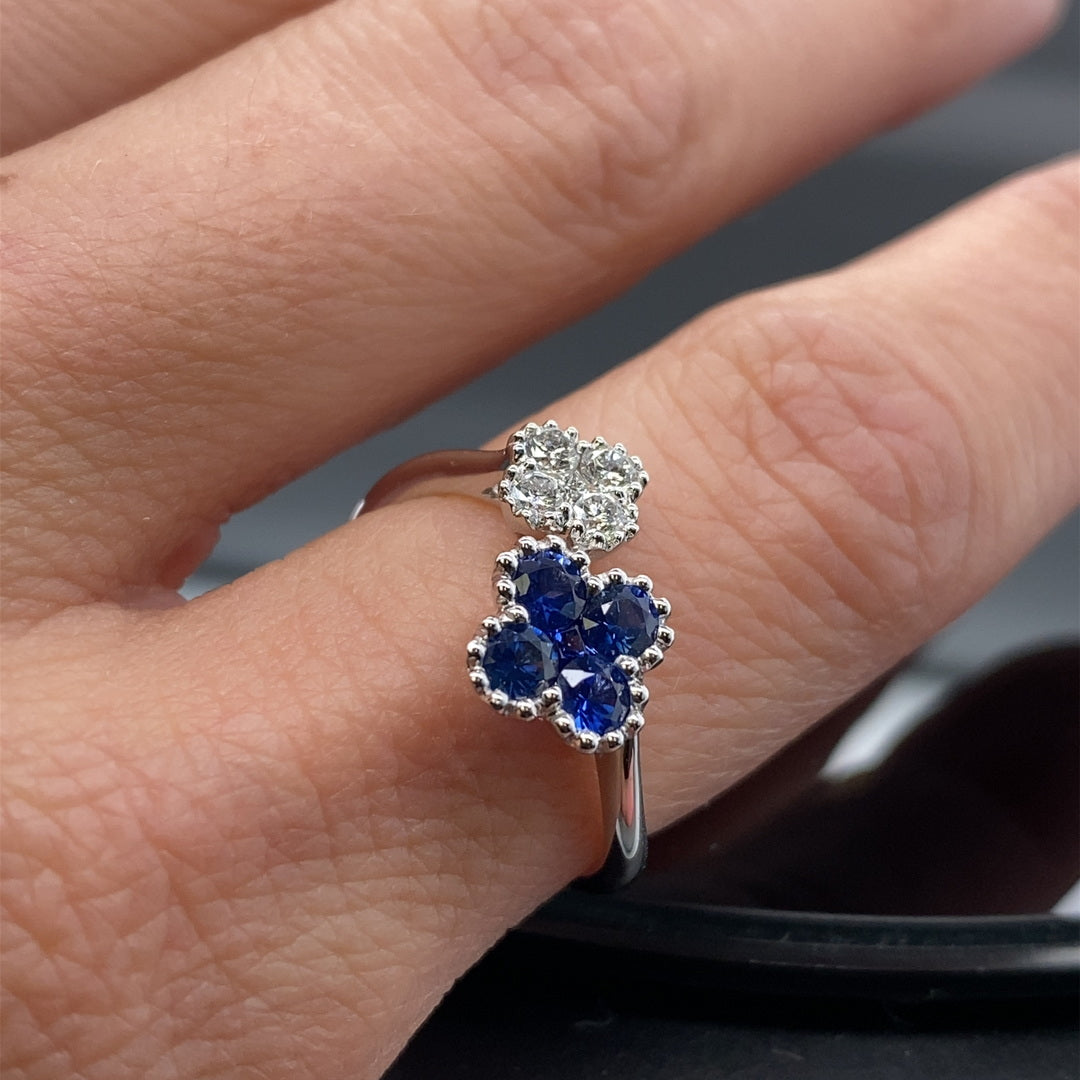 .56ct Blue Sapphire &amp; .26ct Diamond Florette Ring