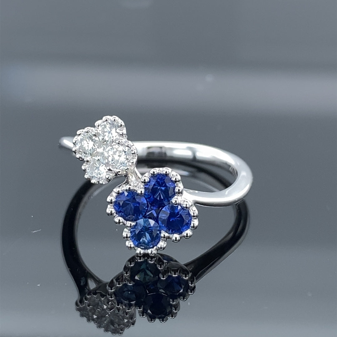 .56ct Blue Sapphire &amp; .26ct Diamond Florette Ring