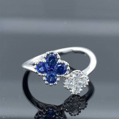 .56ct Blue Sapphire &amp; .26ct Diamond Florette Ring