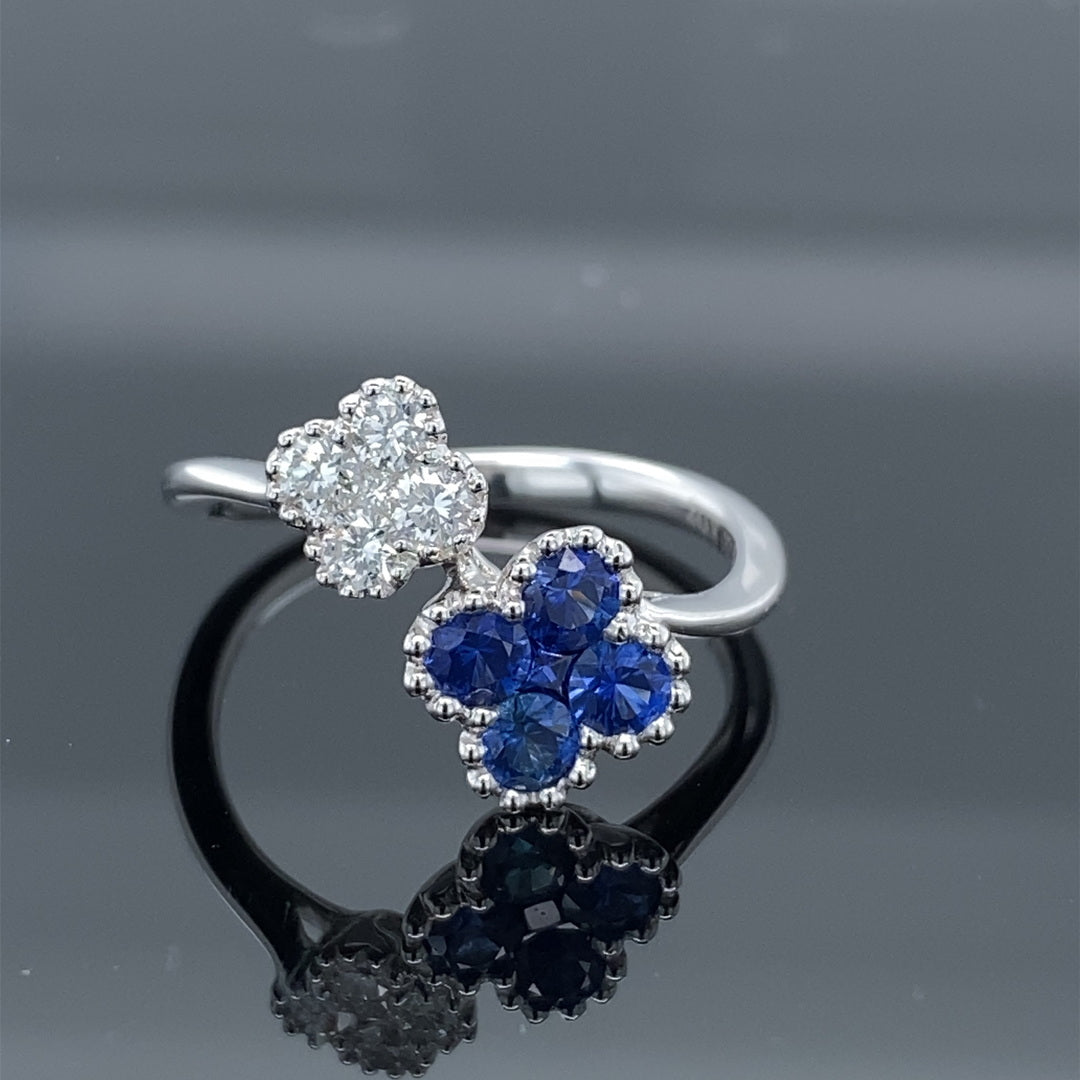 .56ct Blue Sapphire &amp; .26ct Diamond Florette Ring