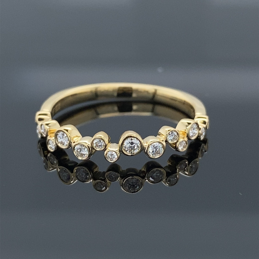 .20ct Diamond Band Yellow Gold Bubble Ring