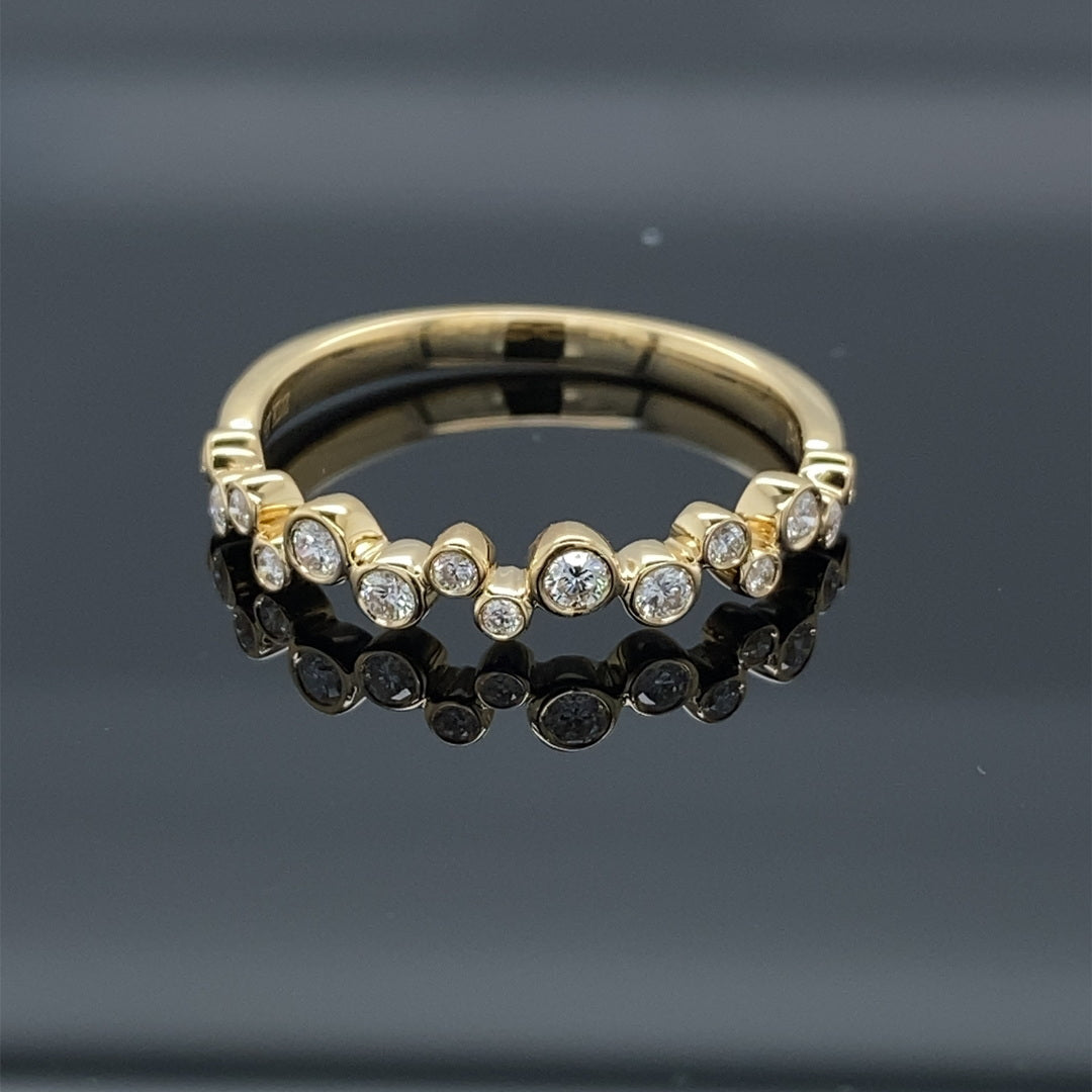 .20ct Diamond Band Yellow Gold Bubble Ring