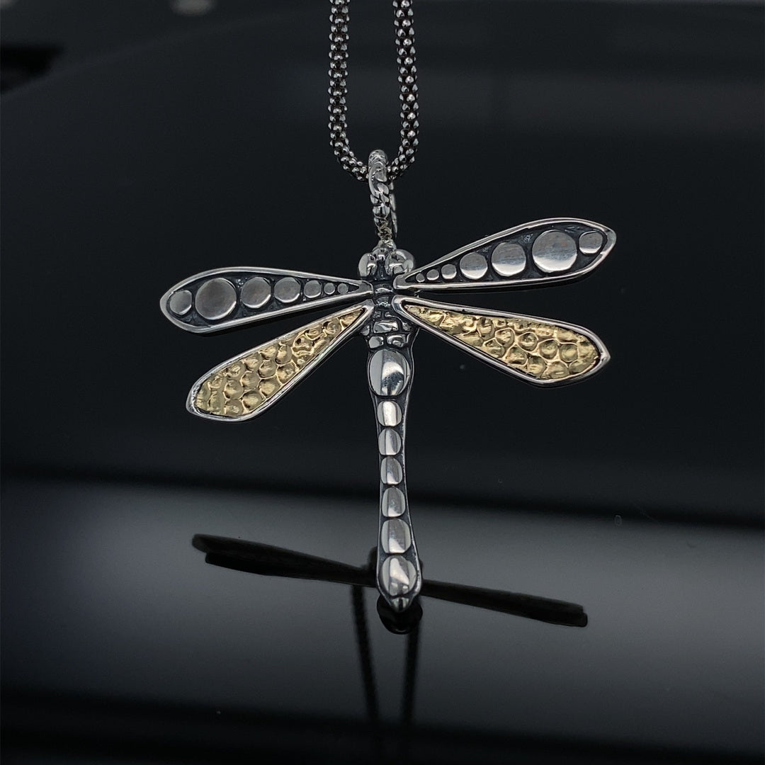 Wings Of Gold Dragonfly Pendant