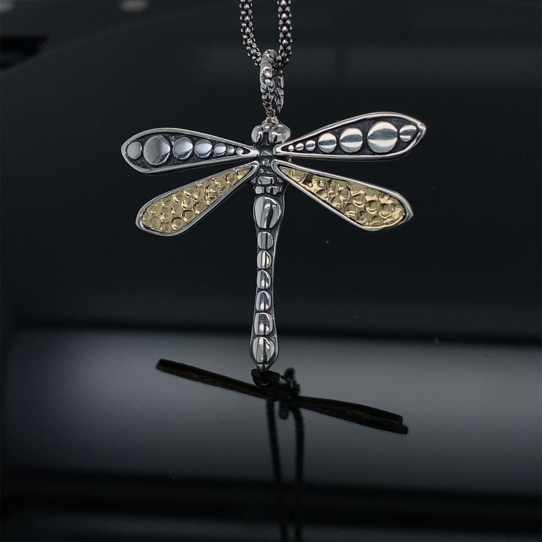 Wings Of Gold Dragonfly Pendant