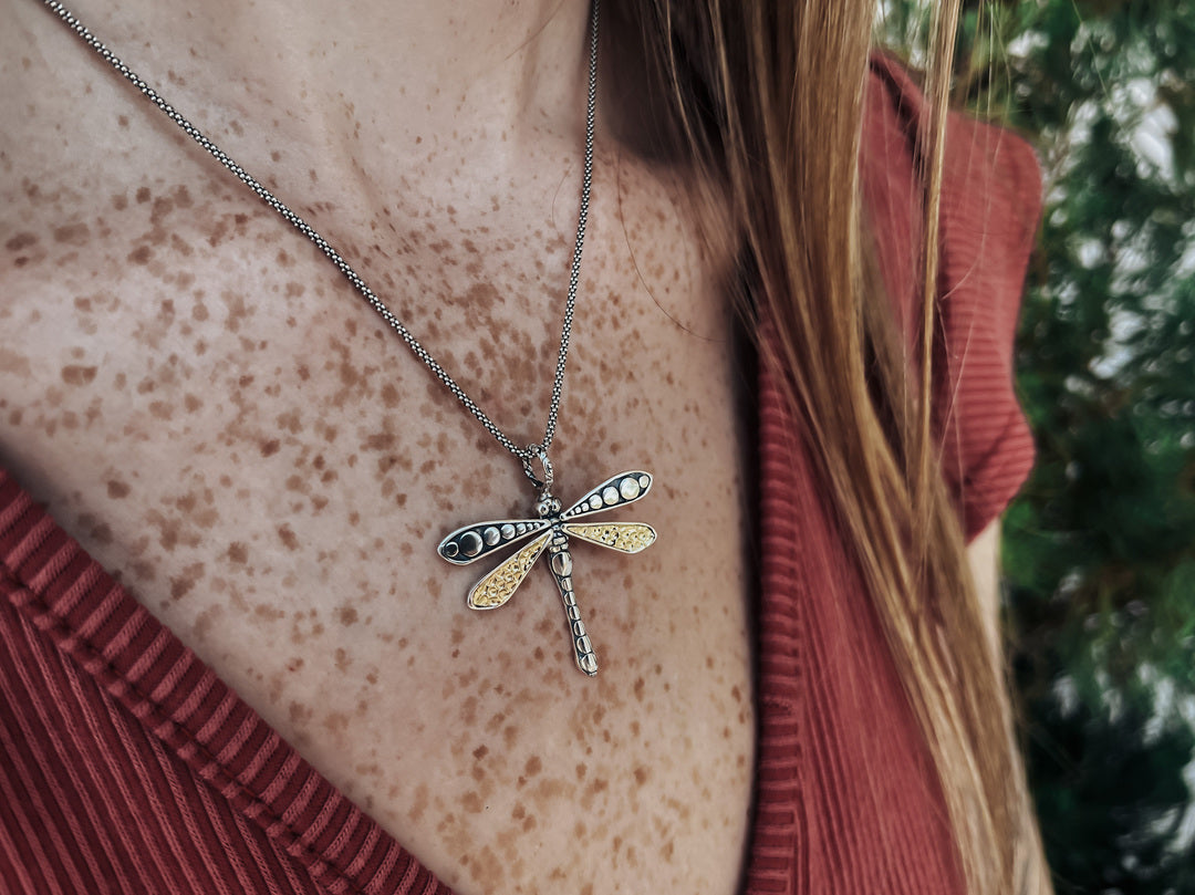 Wings Of Gold Dragonfly Pendant