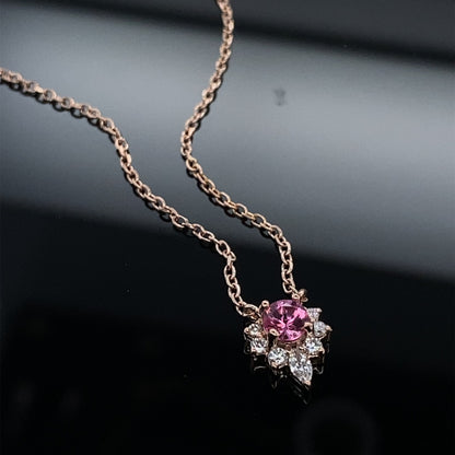 Pink Spinel and Diamond Crested Necklace