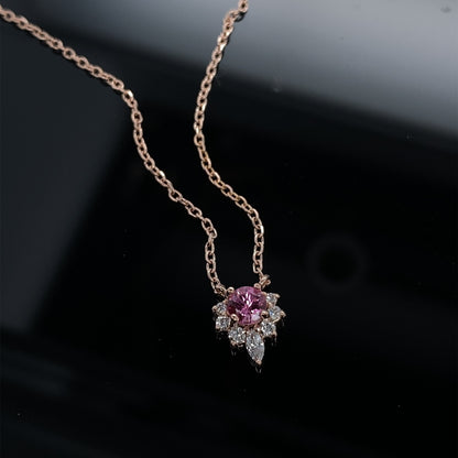 Pink Spinel and Diamond Crested Necklace