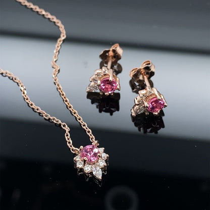 Pink Spinel and Diamond Crested Necklace