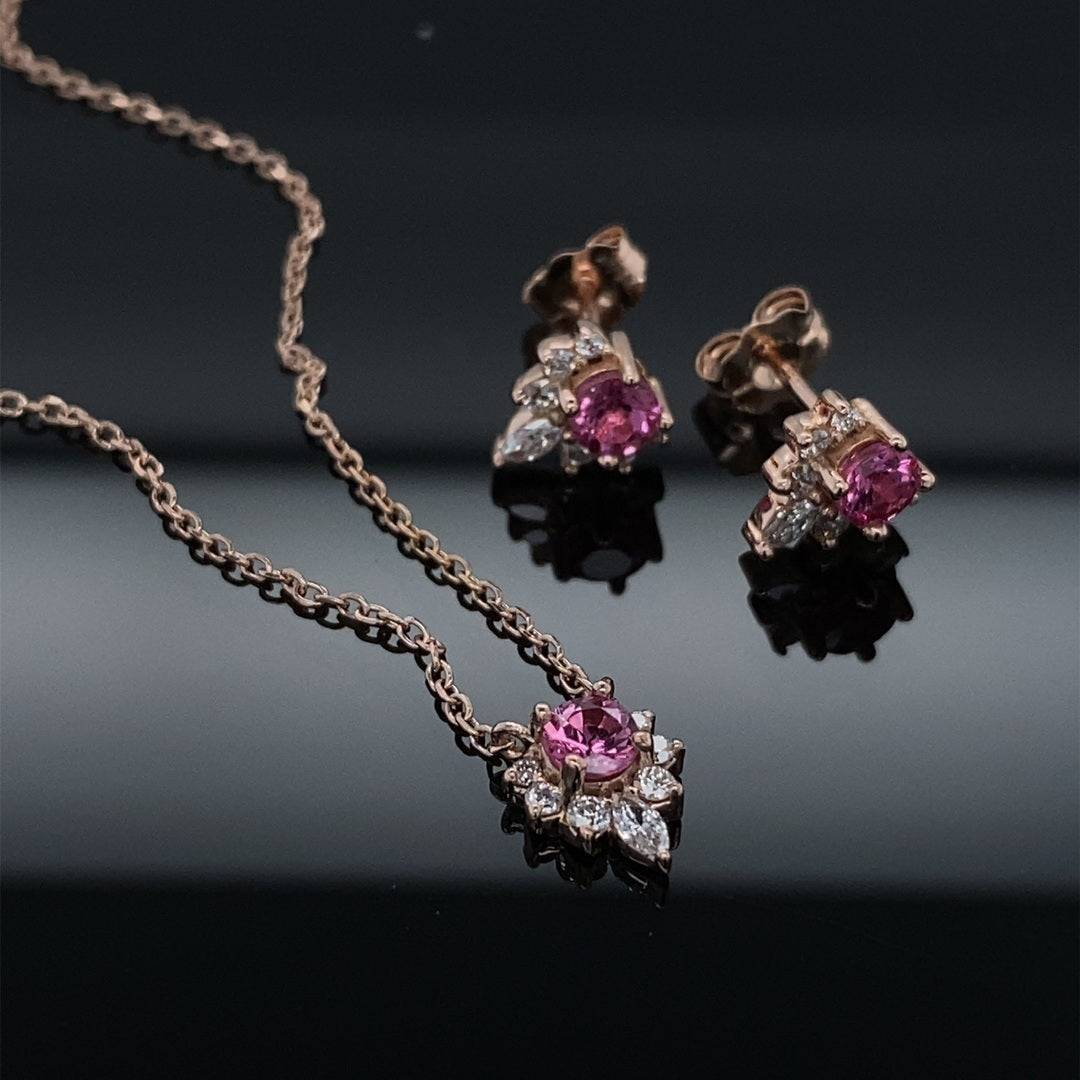 Pink Spinel and Diamond Crested Necklace