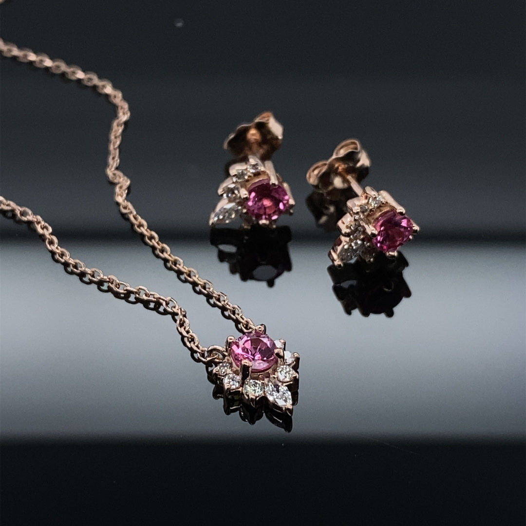 Pink Spinel and Diamond Crested Necklace