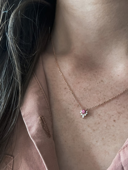 Pink Spinel and Diamond Crested Necklace