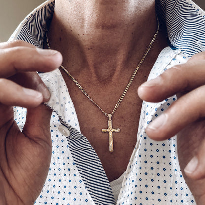 Hand Carved Golden Driftwood Cross