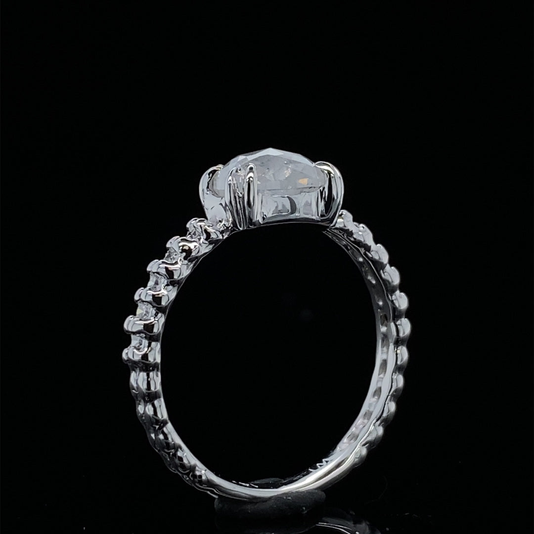 Rose Cut Ice Diamond White Gold Ring